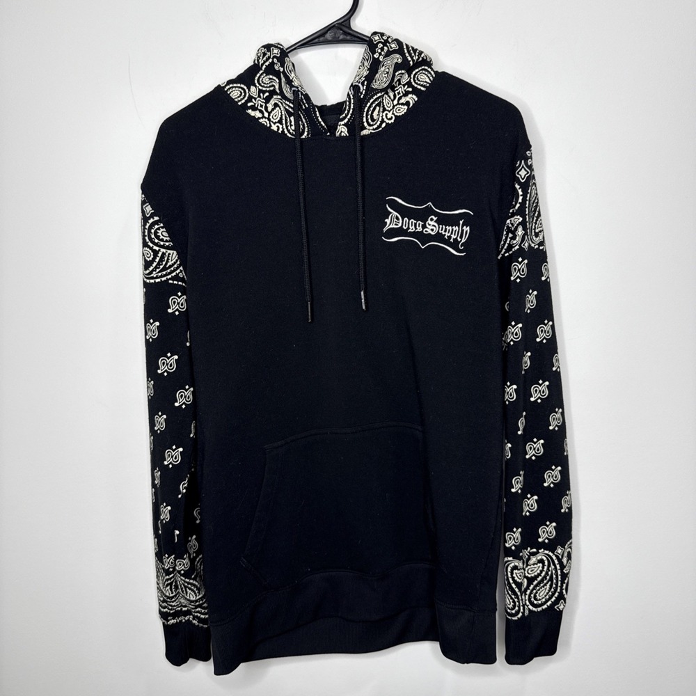 Dogg Supply‎ Hoodie Snoop Dogg Small Black Bandana Print Embroidered Blokecore S